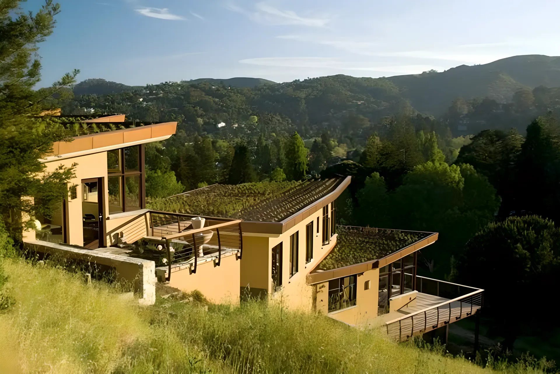 Mount Washington hillside residence with planted roofs
